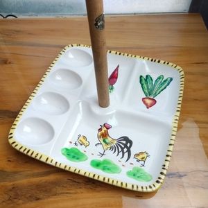 Vintage Mid century Ceramic Appetizer Serving Tidbit Tray